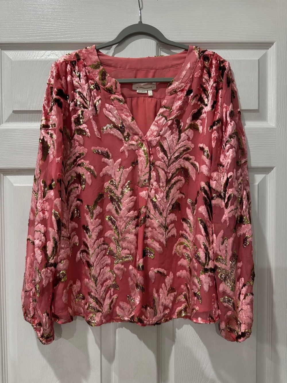 Anthropologie Lori Burnout Velvet Blouse